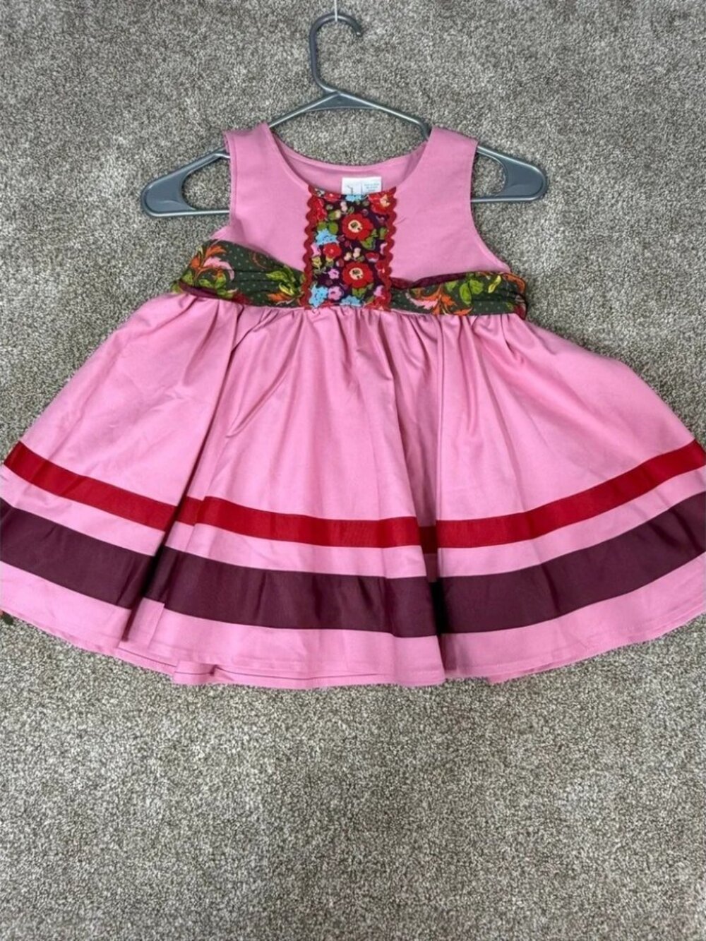 Matilda Jane‎ Paint by Numbers Pink Floral Striped Dress Kids Size 4 Whimsy Boho